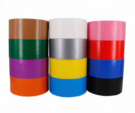Aneka warna lakban cloth tape Harmony: coklat, ungu, abu-abu, merah, kuning, pink, dan hitam
